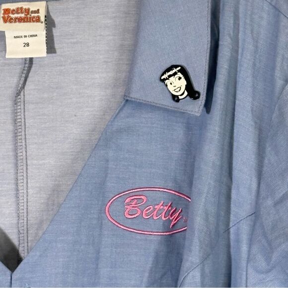 Betty and Veronica Light Blue Button-Up Romper size 28 - Picture 3 of 9